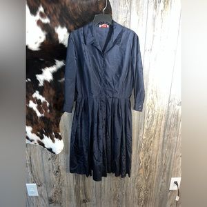 Vintage Westbury Fashion size medium button up midi length navy blue dress